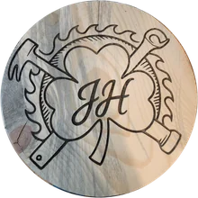 Made by J logo — a flaming heart crossed by a hammer and wrench, monogrammed J J H